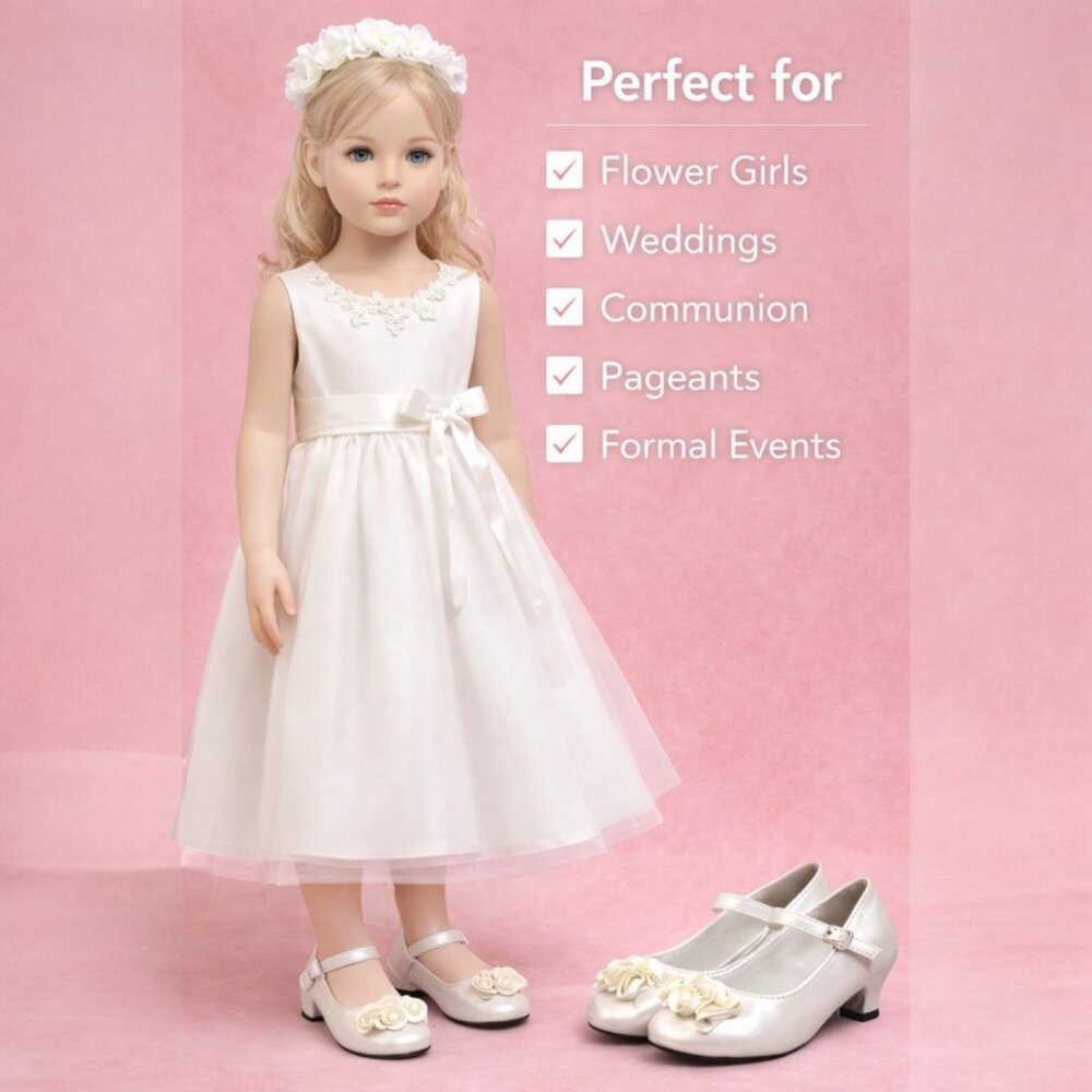 Patent Leather Mary Jane Satin Rosette Flower Girls Dress Shoes 3-Pair Wholesale - Picture 6 of 7